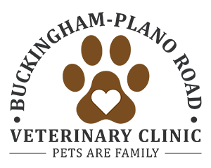 Buckingham-Plano路兽医诊所的标志